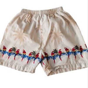 Kids Vintage Khaki Hawaiian Tropical Parrot Palm Tree Shorts Size 6‎